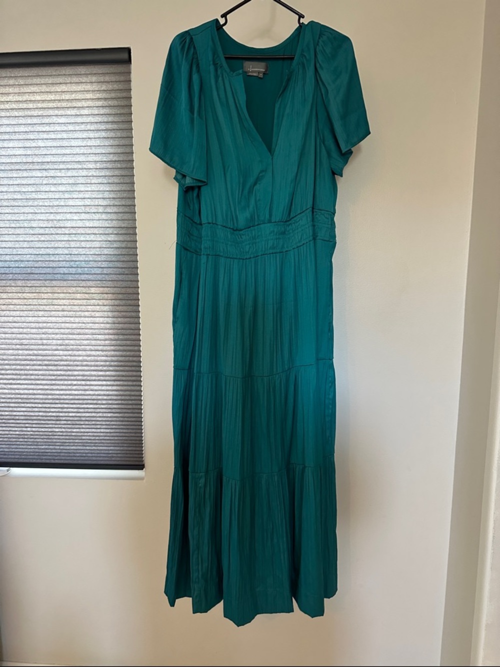 Anthropologie Somerset Teal V-Neck Tiered Maxi Dress - Picture 2 of 4